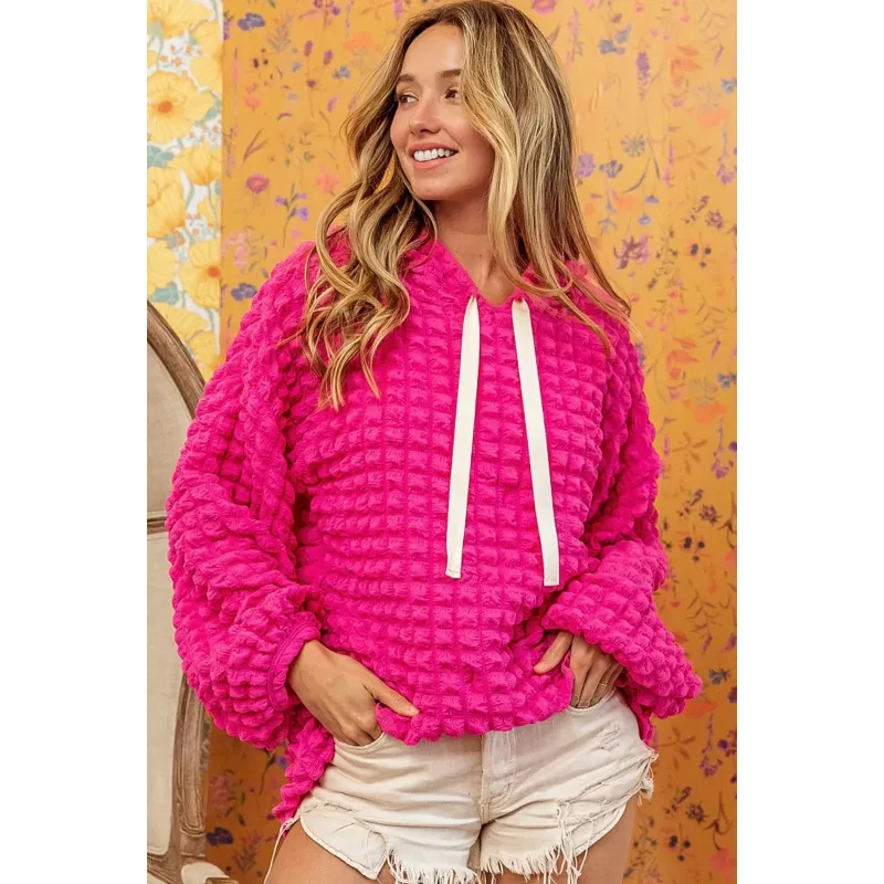 Women's Bubbles Hoodie Fashion Casual Loose Long Sleeve Hooded Sweater