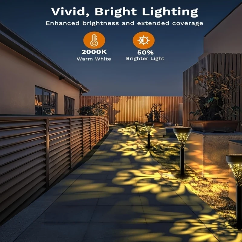 4pcs Outdoor Solar LED Ground Stake Lights Adjustable Warm Yellow/RGB Gradient Light, Durable Plastic, Motion Sensor, Suitable for Patio, Deck, Walkway, and Garden Illumination