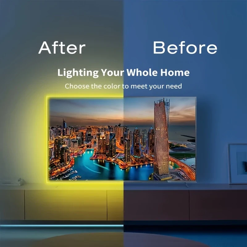 199.9/500.13 cm RGB Smart LED Strip  5V-3535 Indoor/Outdoor Strip with 3-Key Remote Control, Battery Box (No Battery Included), Perfect for Bedroom, Living Room, Party Decoration, Ideal Gift