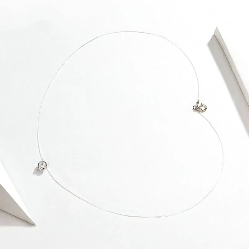 Invisible Fishing Line Necklace Zircon Pendant