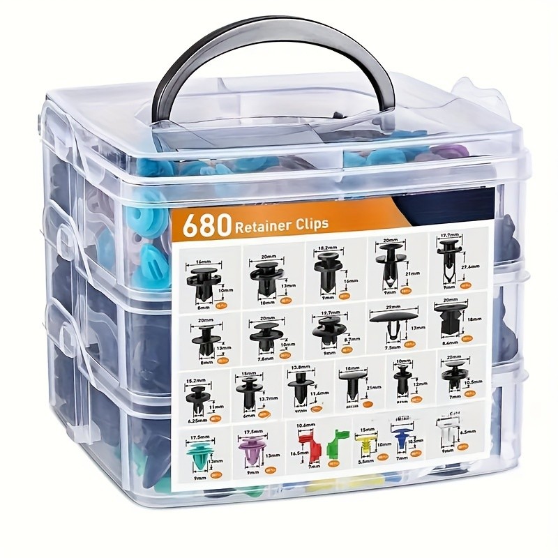 725pcs Auto Fastener Clips Kit Car Body Push Retainer Pin Rivet Bumper Door Trim Panel Retainer Fasteners with Auto Removal Tool