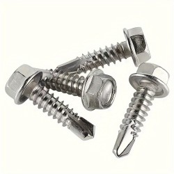 250pcs 410 Stainless Steel #8 Self-Tapping TEK Screws Assortment Kit  Hexagon Self-Drilling Screws for Metal, Furniture, Building & Repairing with Hex Washer Head, Includes Hex Nut Driver