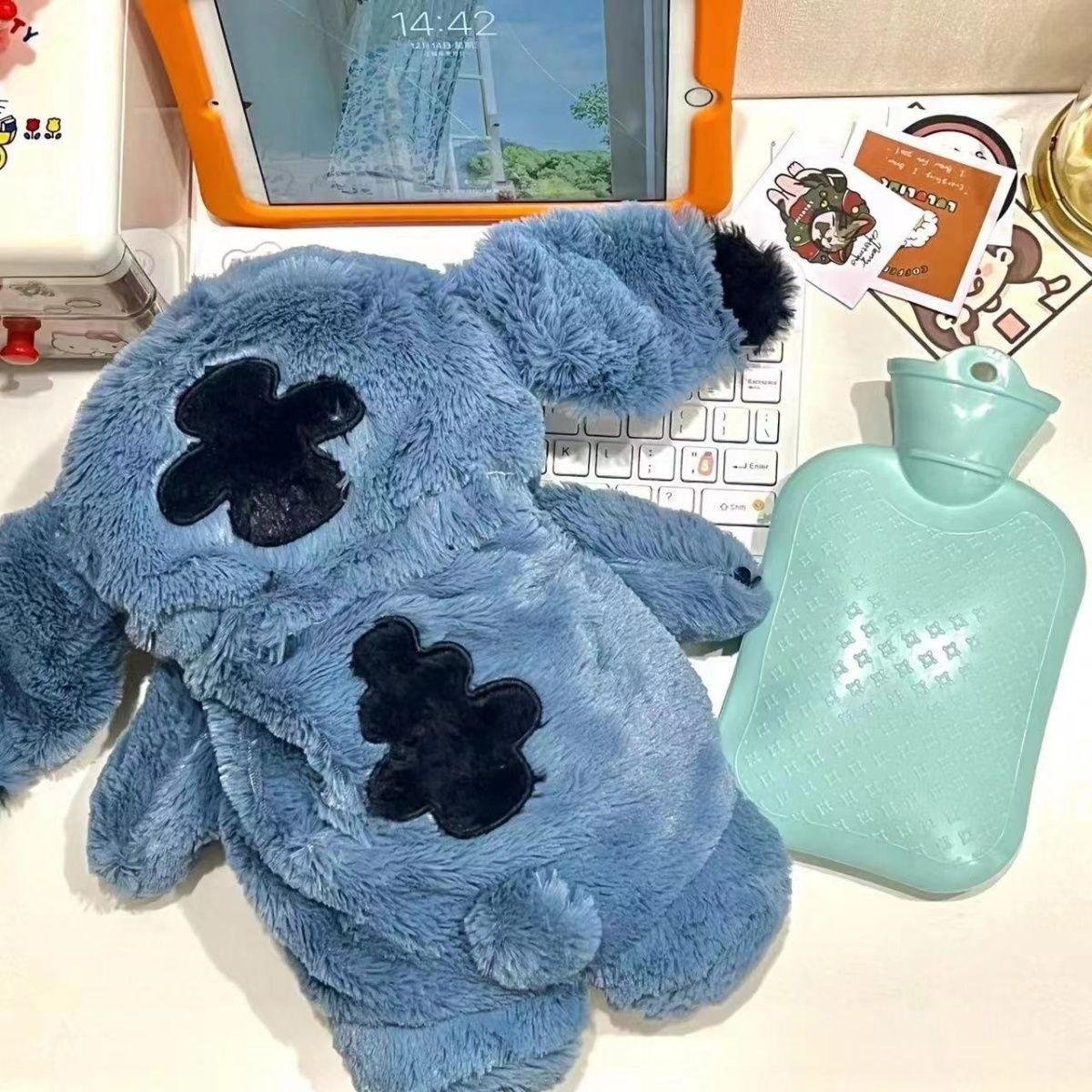 30CM MINISO Stitch Hot Water Bag – Extra Grande Plush Doll Hand Warmer, Cute Disney Anime Gift for Girls, Holiday Gifts
