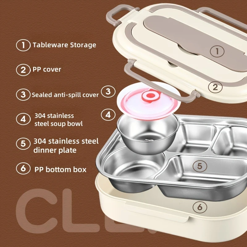 304 Stainless Steel Bento Box with Insulation Bag Single Layer, Ideal for Student and Outdoor Meal Take