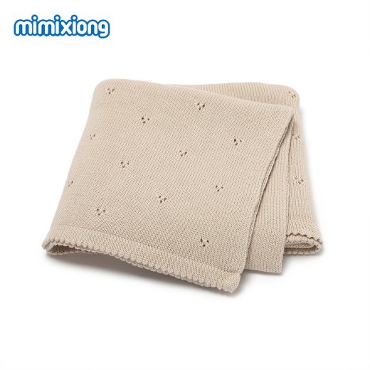 Baby Boys' And Girls' Knitted Solid Color Hollow-out Dot Quilt Quilt