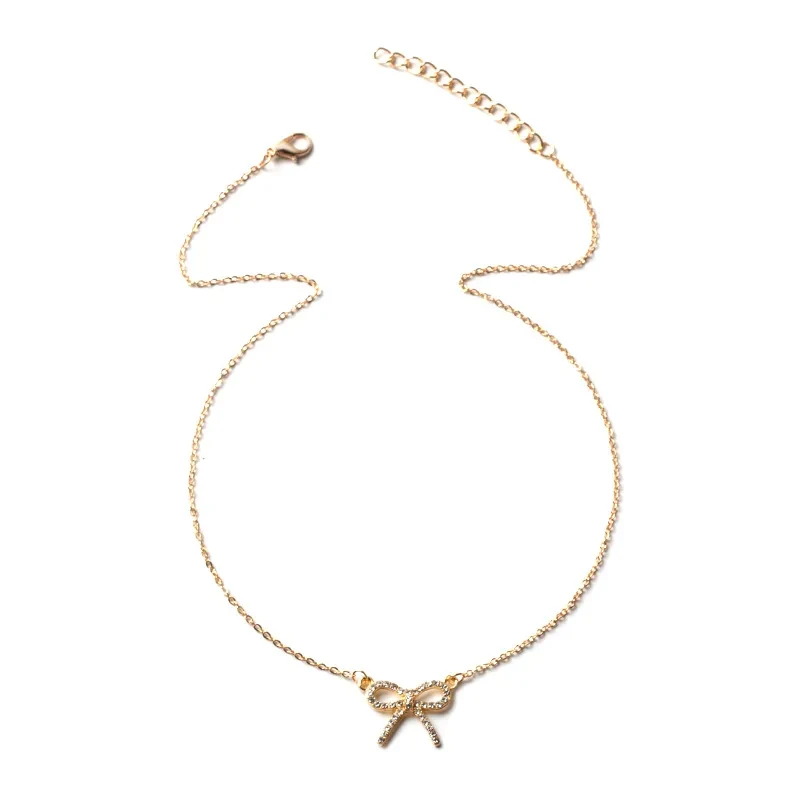 Simple Bowknot Pendant Women's Alloy Necklace