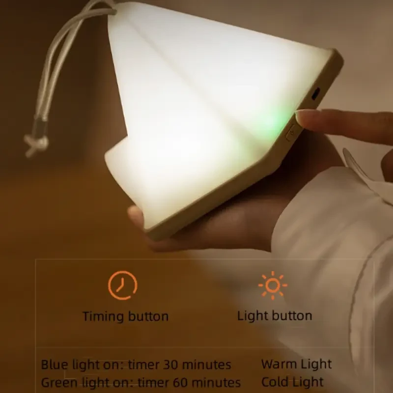 1pc Tent-Shaped LED Pendant Light  USB Rechargeable 1200mAh Lithium Battery, Multi-Mode Mood Lighting for Bedroom, Home, Office Decor, Desk & Scene Decoration