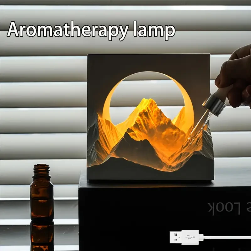 Rizhao Jinshan Aromatherapy Night Light Adjustable Brightness, DIY Gypsum Desk Lamp with Acrylic Shade, LED Warm Light for Bedroom