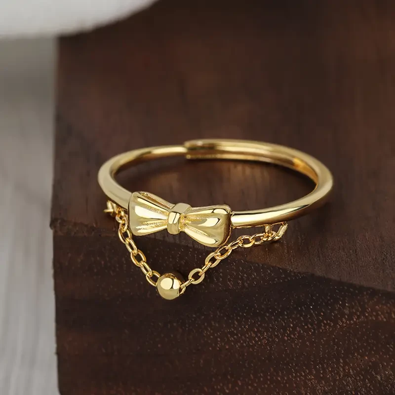 1pc S925 Silvery Bow Tie Bracelet Elegant & Versatile Adjustable Open Ring for Women, Perfect for Travel, Daily Wear, Valentines Day & Mothers Day Gifts