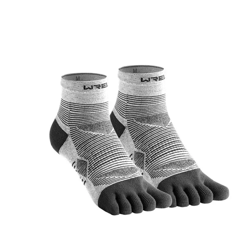 Men's And Women's Professional Sports Toe Socks White And Gray