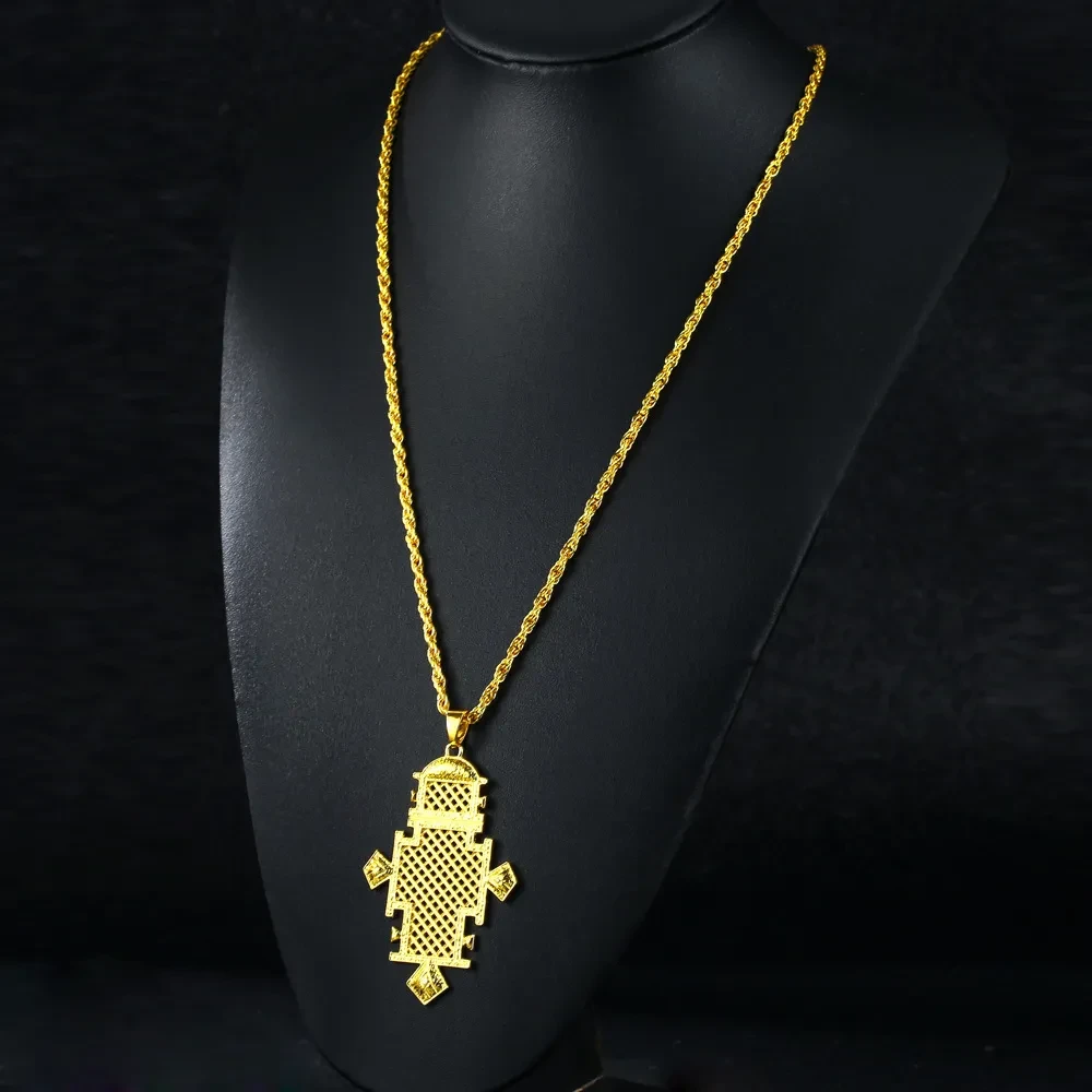 Ethiopian Cross Gilded 60cm Twist Necklace