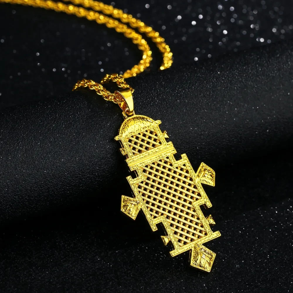 Ethiopian Cross Gilded 60cm Twist Necklace