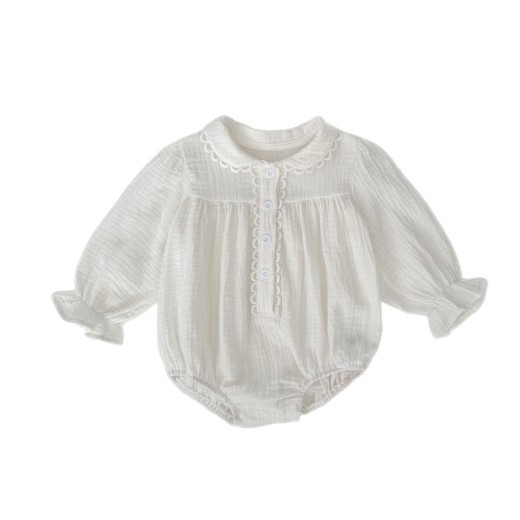 Solid Color Double Veil Lapel Long-sleeve Jumpsuit