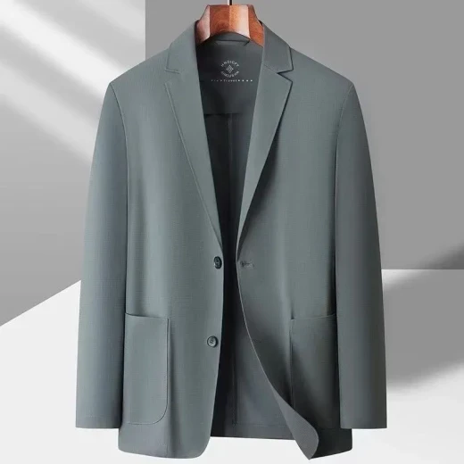 Summer Ice Silk Suit Men's Casual Sun-proof Light Coat Light Green
