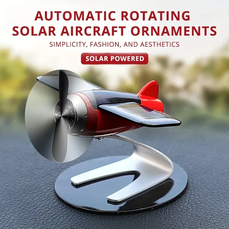 Solar-Powered Aircraft Car Decoration - Creative Interior Accessory & Gift for Car Enthusiasts