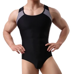 Men's Body Sculpting Nylon Sports Vest One Piece Underwear Bodysuit