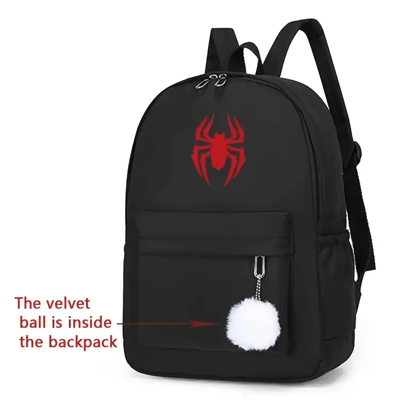 Stylish Red Spider Print Canvas Backpack - Lightweight & Durable School Travel Bag