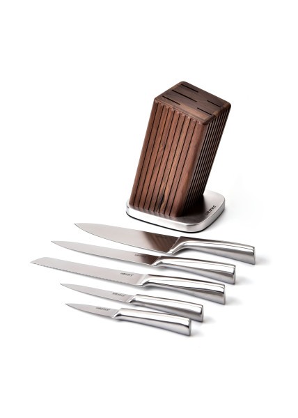 Walnut Knife Block 6-Piece Set - Wiltshire