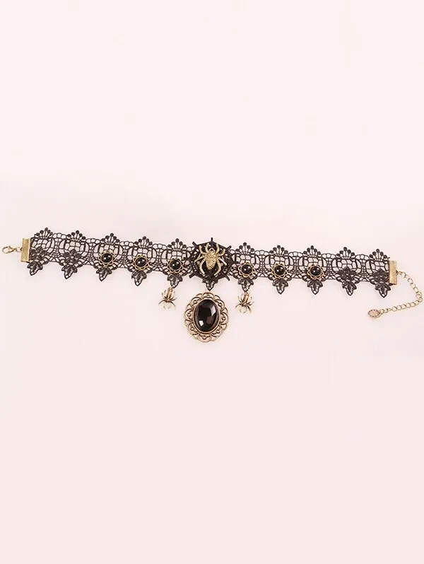 Lace necklace spider necklace female retro