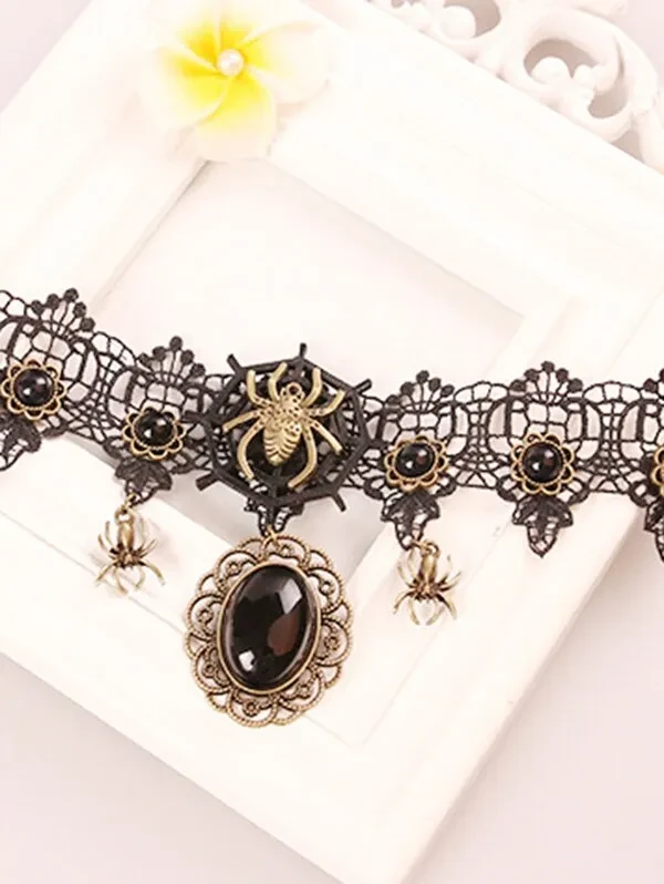 Lace necklace spider necklace female retro