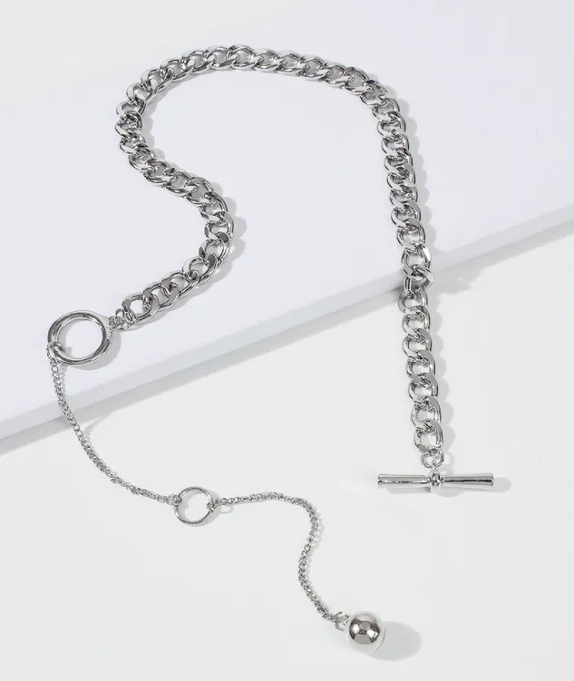 Gold long pendant necklace