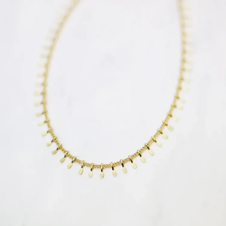 Minimalist embossed copper necklace