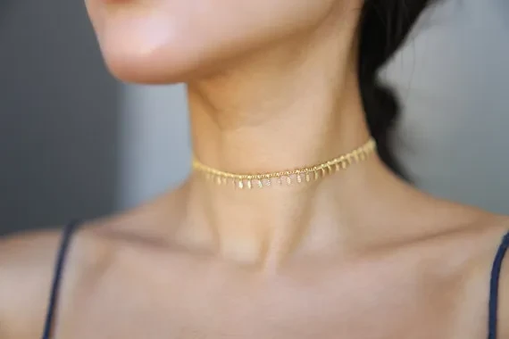 Minimalist embossed copper necklace