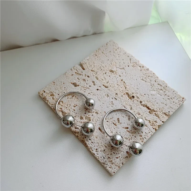 Temperament And Texture Round Bead Earrings