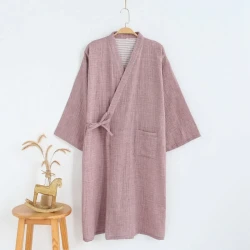 Kimono, Bathrobe, Gauze, Home Wear, Japanese Steamed Thin Night Gown