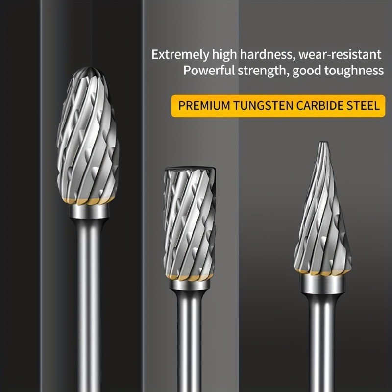 10pcs Tungsten Steel Burrs Set Versatile Carving, Engraving, and Polishing Tool for Wood, Metal, and Stone No Assembly Required!