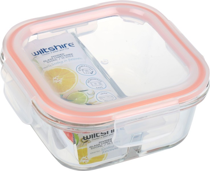 Square Glass Container with 2 Dividers 500ml  - Wiltshire