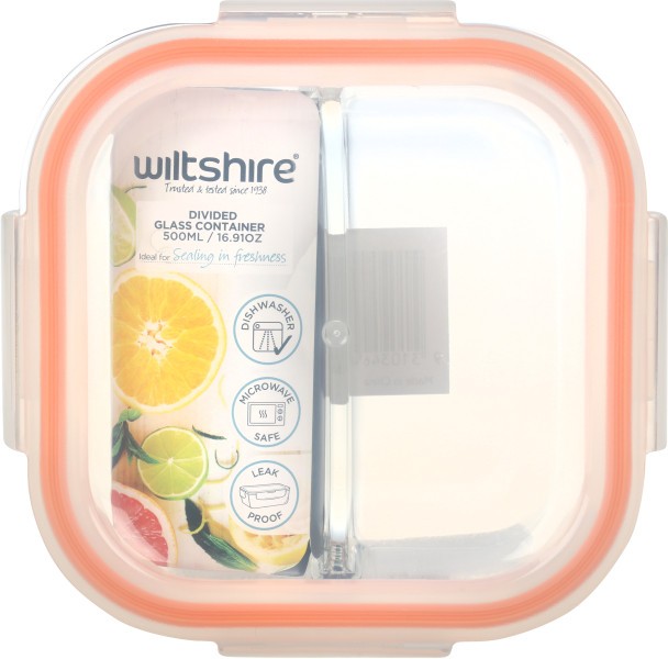 Square Glass Container with 2 Dividers 500ml  - Wiltshire