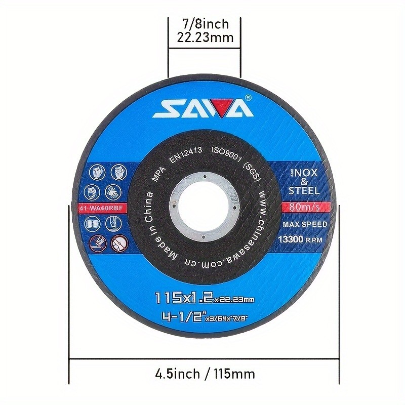 Value Pack of 50pcs SAWA Cut Off Wheels 4-1/2" x 3/64" x 7/8" Cutting Discs for Metal and Stainless Steel General Purpose Metal Cutting Discs