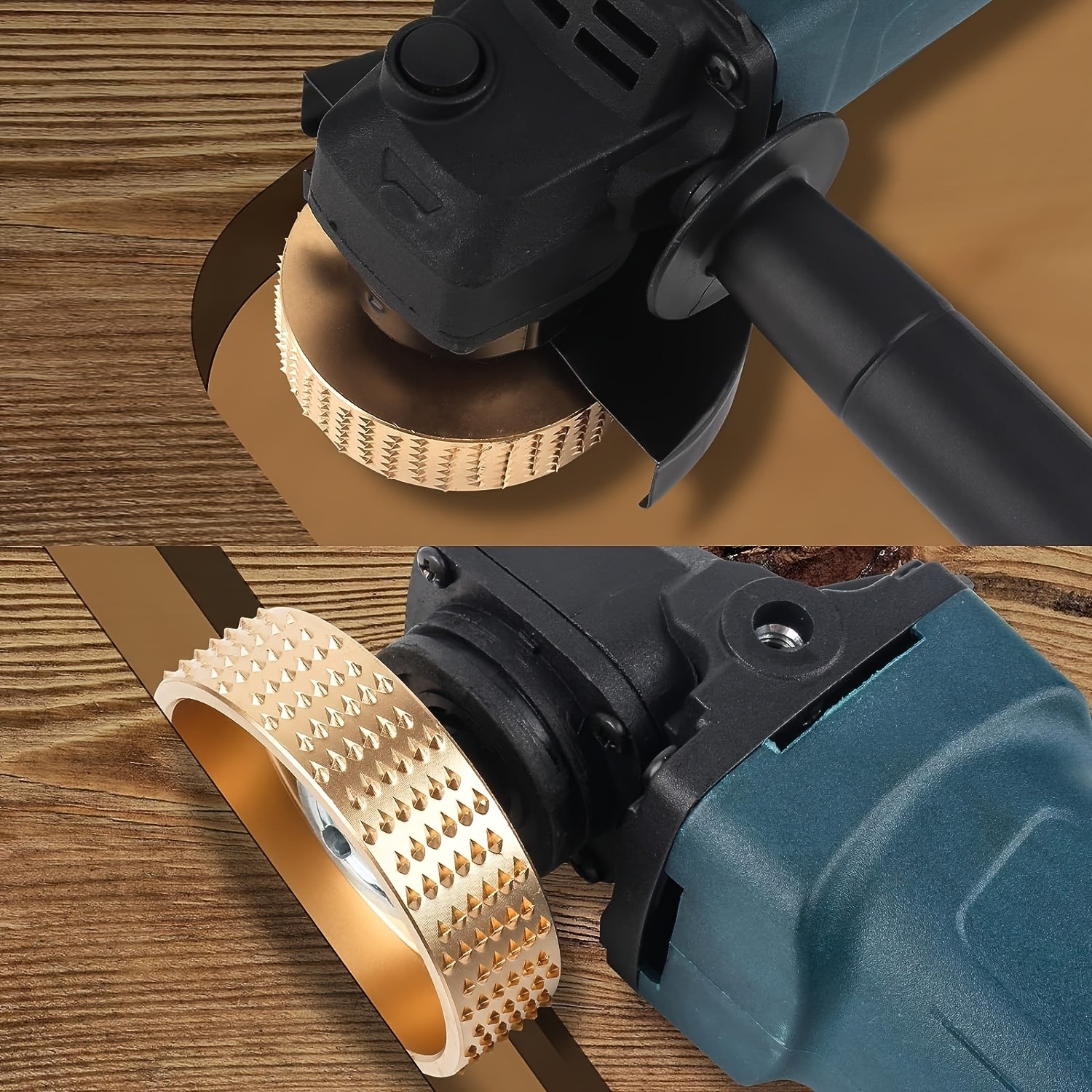 3pcs Wood Carving Disc Set 4-1/2 Inch Attachments with 5/8 Inch Arbor Grinding Wheel for Grinding and Shaping Golden