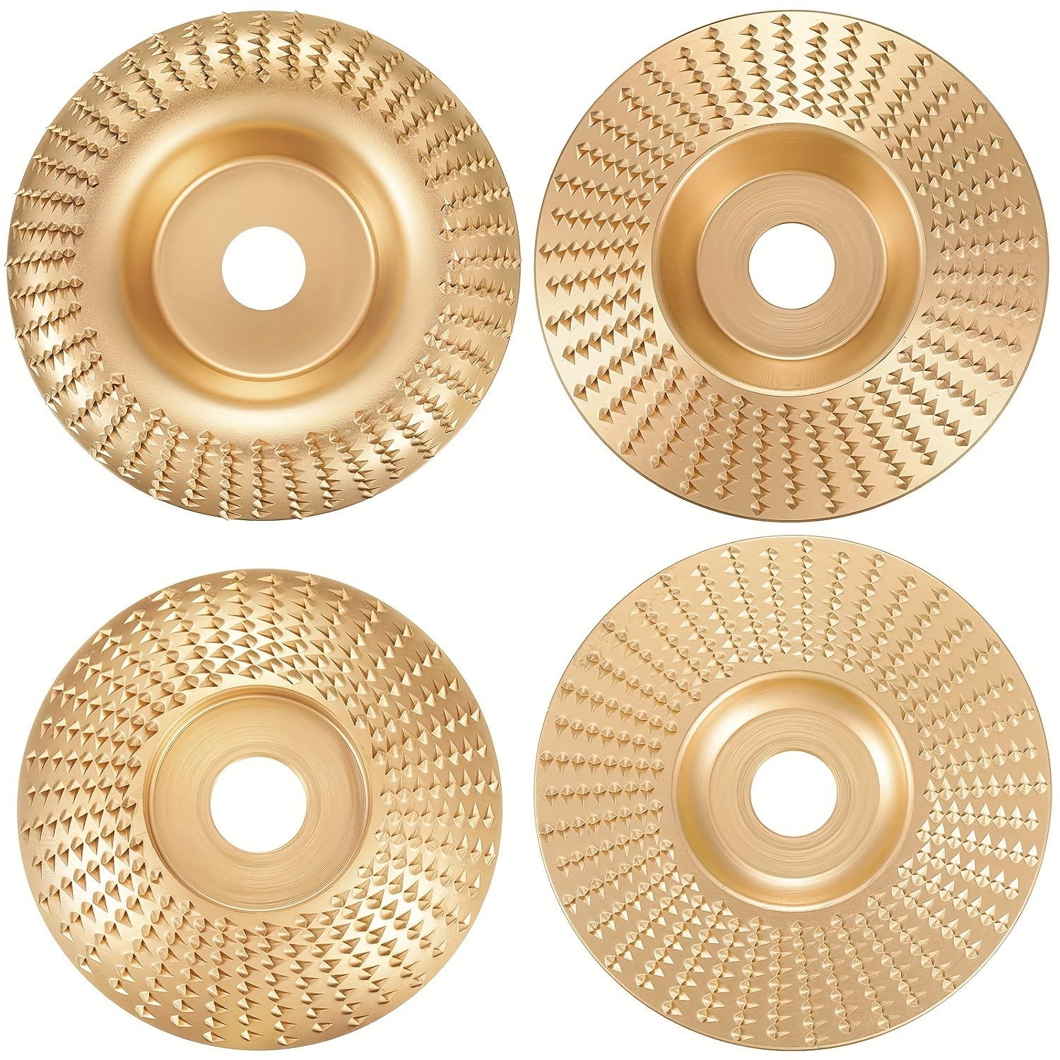3pcs Wood Carving Disc Set 4-1/2 Inch Attachments with 5/8 Inch Arbor Grinding Wheel for Grinding and Shaping Golden