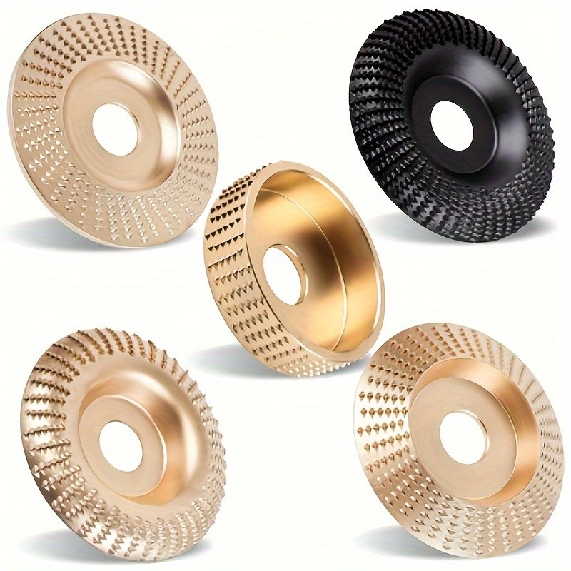 3pcs Wood Carving Disc Set 4-1/2 Inch Attachments with 5/8 Inch Arbor Grinding Wheel for Grinding and Shaping Golden