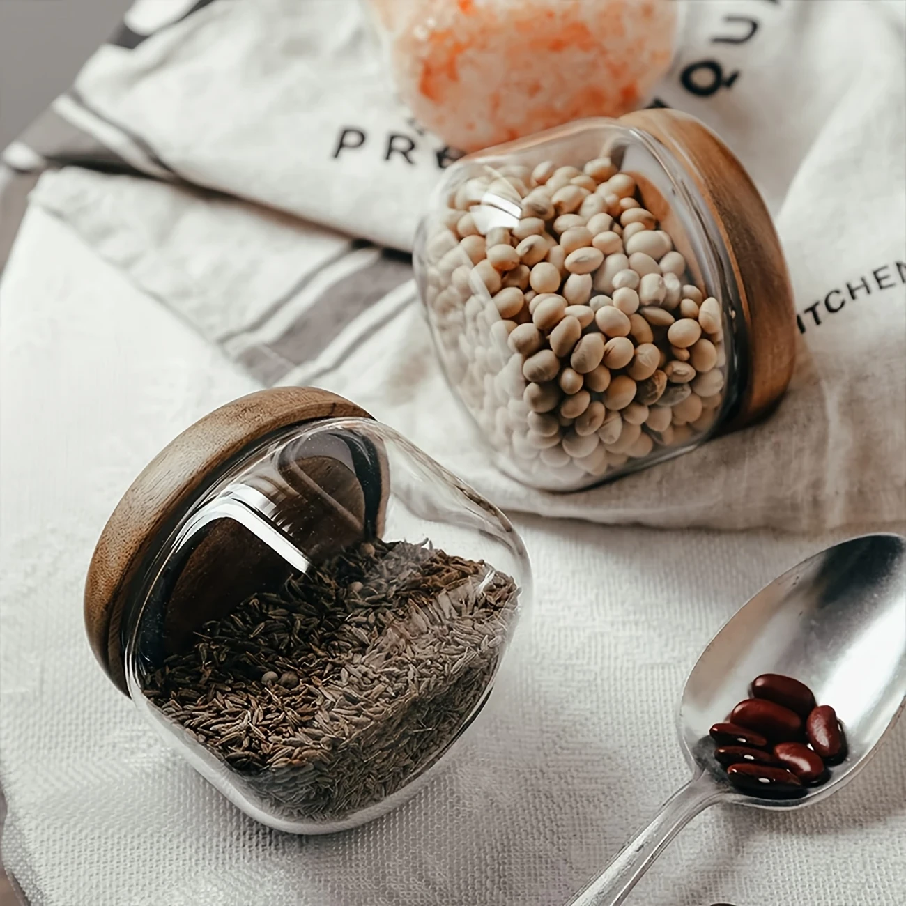 4 Small Glass Storage Jars with Airtight Lid  Perfect for Kitchen & Dining Room Organization