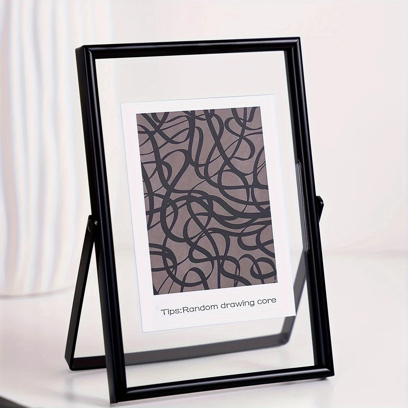 1pc Minimally Modern Style Metal Frame with Glass  Double-layer High Transparency Genuine Glass, Coated Anti-Rust Metal Frame, Suspended Display Effect Narrow Edge Picture Frame (Picture Core Randomly)