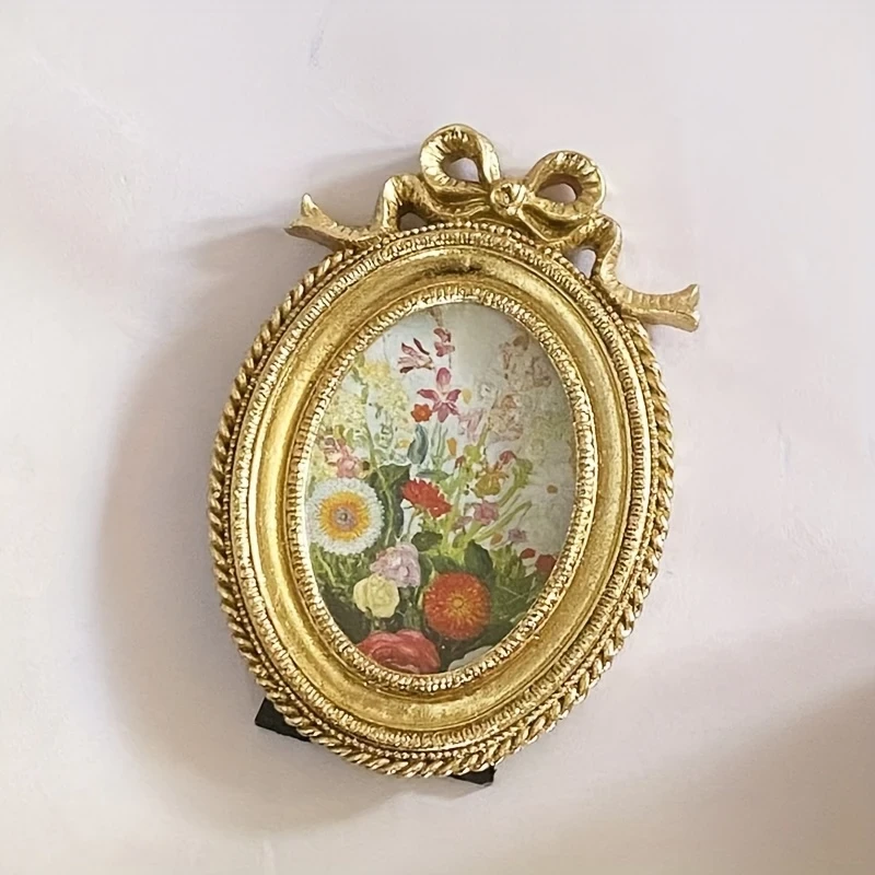 1pc Retro Copper Frame Retro Copper and Golden Glass Oval Frame | Elegant European Decorative Arts and Crafts | Perfect for Living Room, Unique Gift Ideas, Ideal for Room Decoration