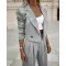 Fashion Striped Suits Casual Lapel Long Sleeve Cropped Top And Straight Pants Outfits