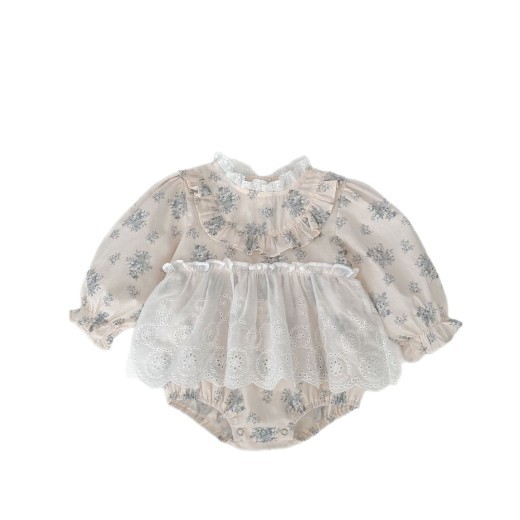 Sweet Cutout Lace Print Baby Bodysuit Jumpsuit