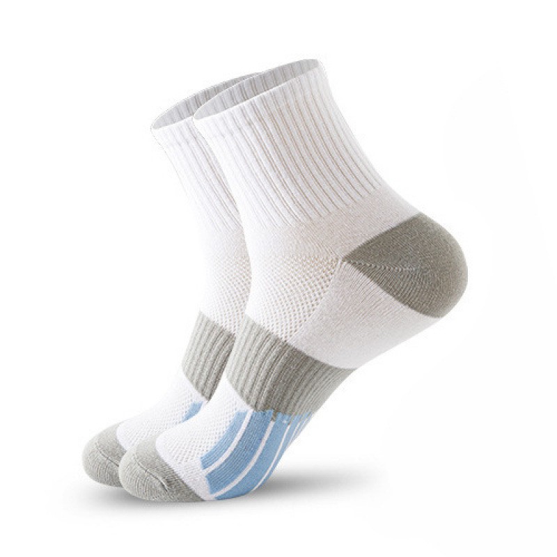 Men's Middle Tube Socks Color Matching Sports Basketball Socks White
