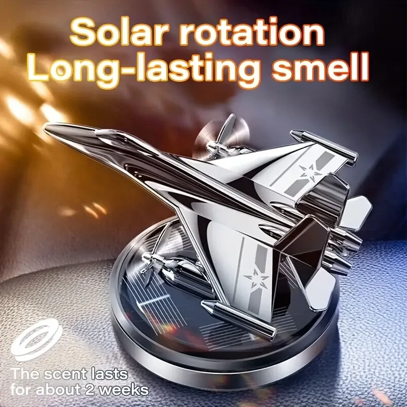 Solar-Powered Airplane Car Freshener - Silvery Metal Vent Clip Perfume