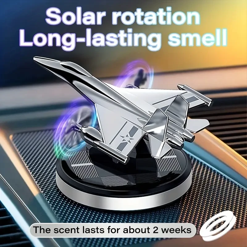 Solar-Powered Airplane Car Freshener - Silvery Metal Vent Clip Perfume