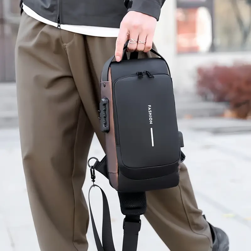Multi-functional Sling Bag with Password Lock - Wear-resistant Crossbody for Travel & Commute