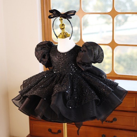Girls' Fashion Personality French Puff Sleeve Dress