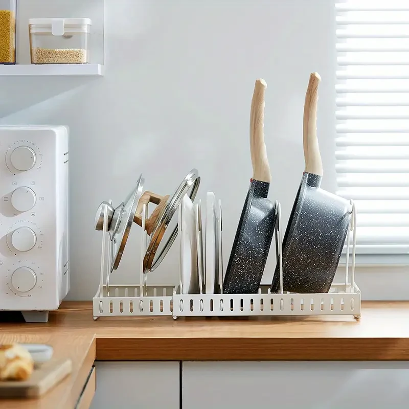 Telescopic Pots And Pans Organizer For Kitchen Organization And Storage
