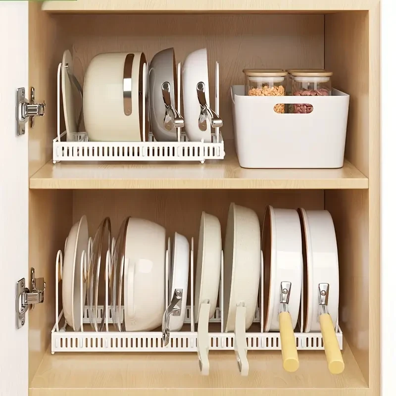 Telescopic Pots And Pans Organizer For Kitchen Organization And Storage