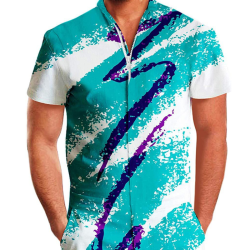 Summer short-sleeve jumpsuit Hawaiian Blue Line