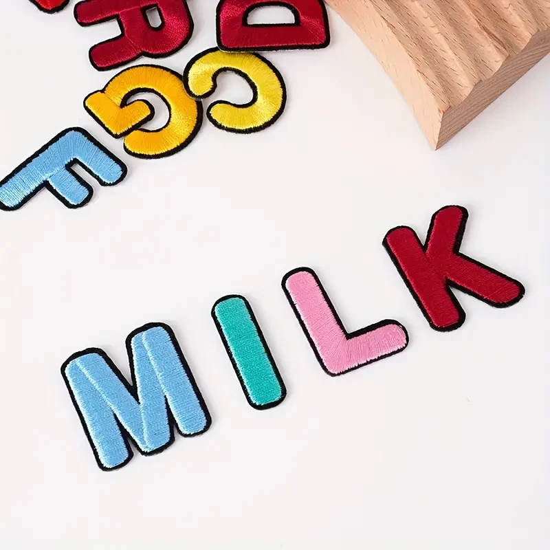 26-Alphabet Embroidered Patches Set  Cartoon Letter A-Z Iron-On Appliqus for DIY Crafts